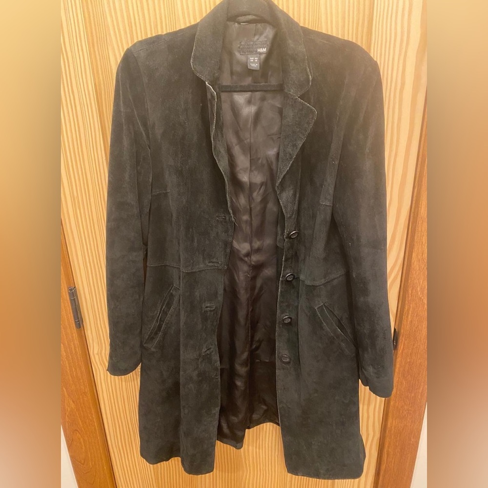 H&M Black Suede Long Coat